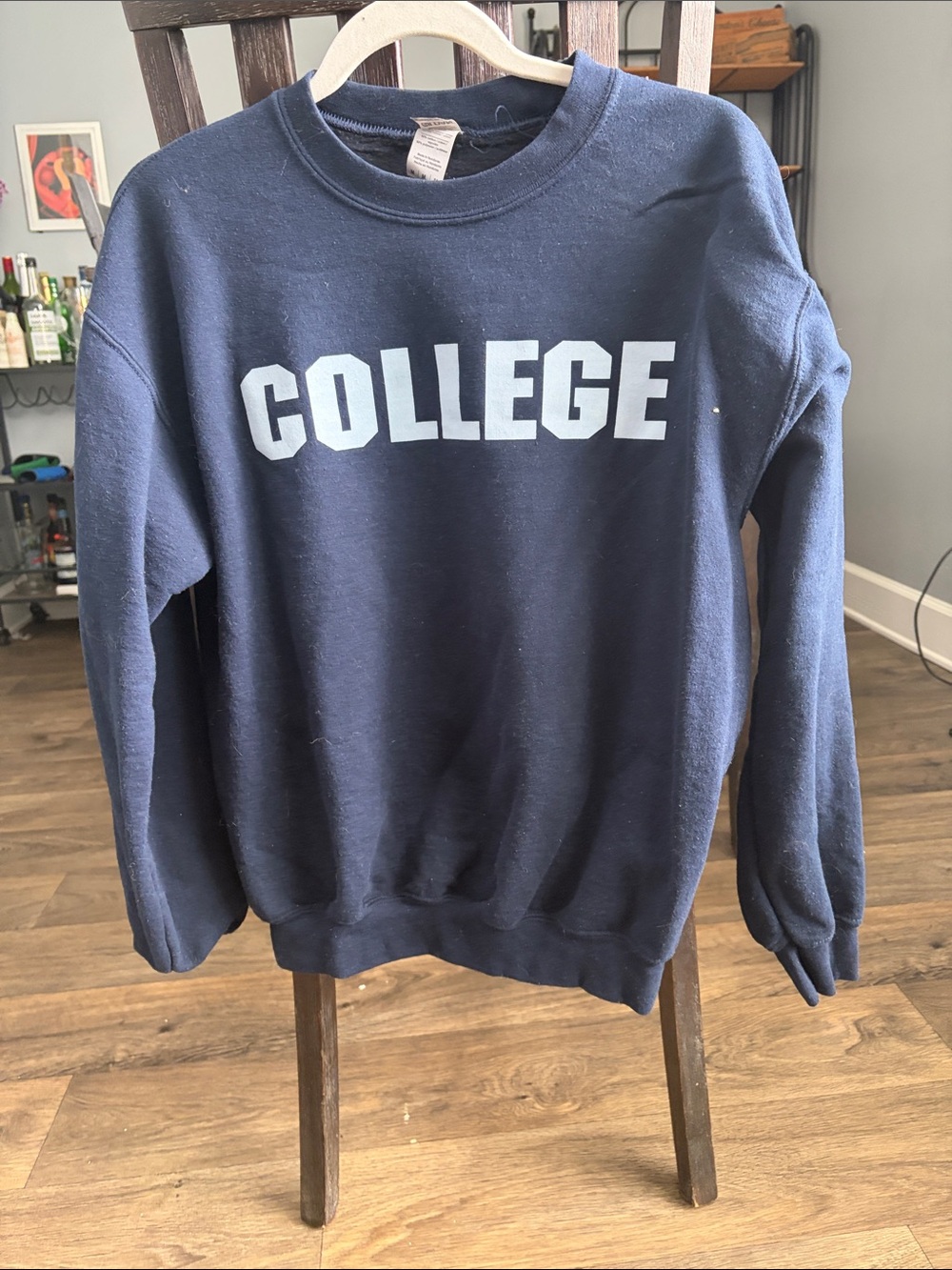 College Graphic Crewneck Sweatshirt - Navy